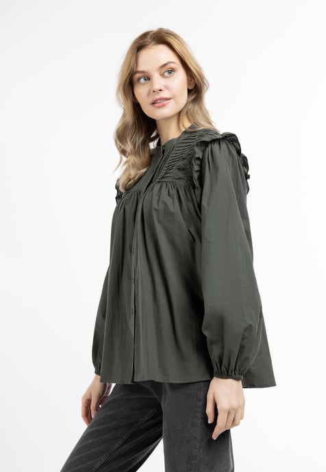 Dreimaster Langarmbluse Damen dunkeloliv - Image 3