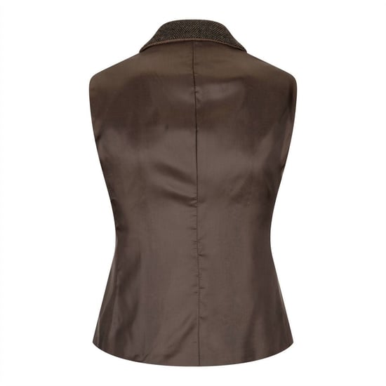 Womens Tweed 1920s Herringbone Brown Waistcoat