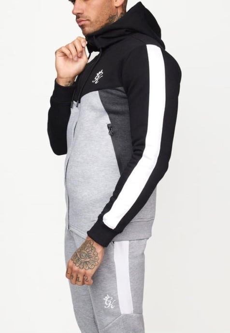 Gym King Koen Mens Zip Up Hoodie Schwarz/Grau - Image 3