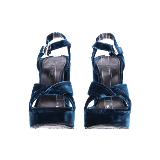 Jil Sander Chunky Sandalenabsätze aus blauem Samt - Image 6