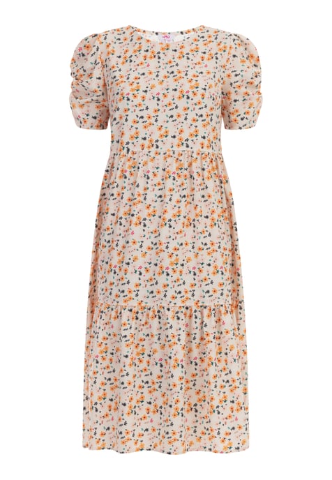Mymo Midi-Kurzarmkleid Damen Creme Mehrfarbig - Image 1