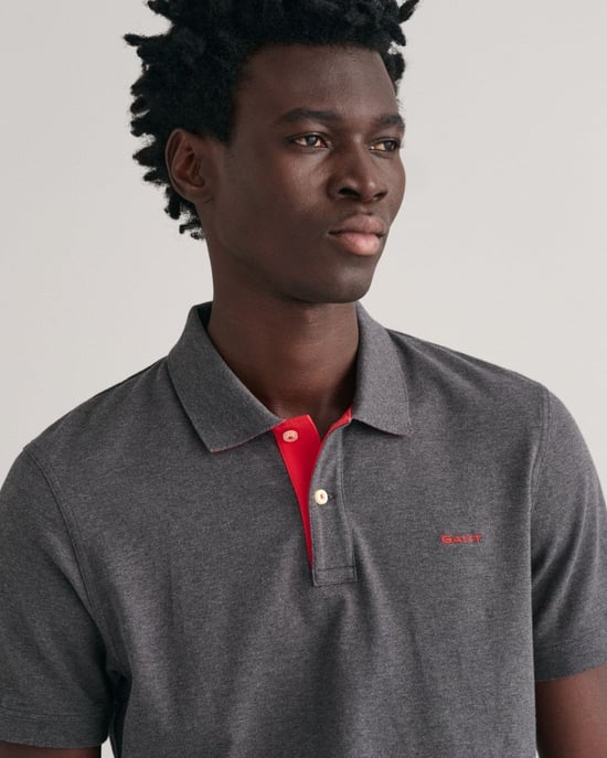 Gant Regular Fit Contrast Pique Rugger Polo  Grau - Image 2