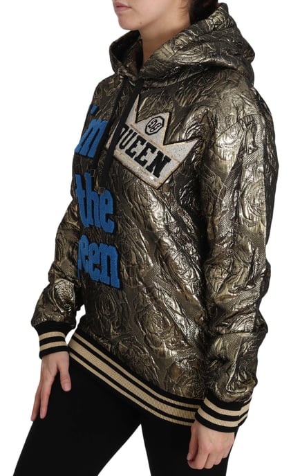 Dolce & Gabbana Women's Im The Queen Jaquard Gold Sweatshirt à capuche - Image 6