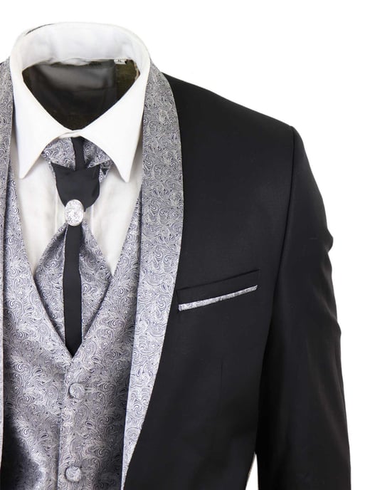 Herren 4-teiliges schwarzes Anzug-Wedding Suit - Image 4