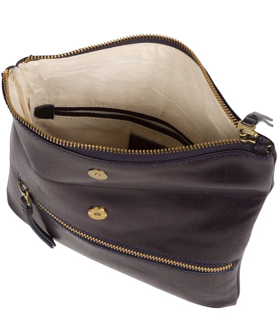 'Flare' Navy Leather Clutch Bag