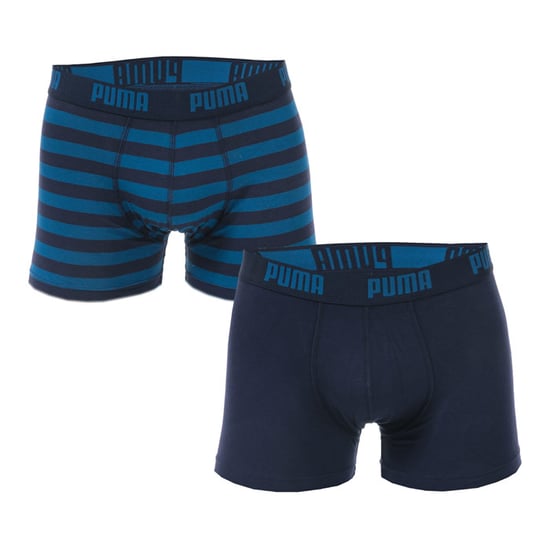 Men's Puma Striped 2 Pack Boxer Shorts in Blue