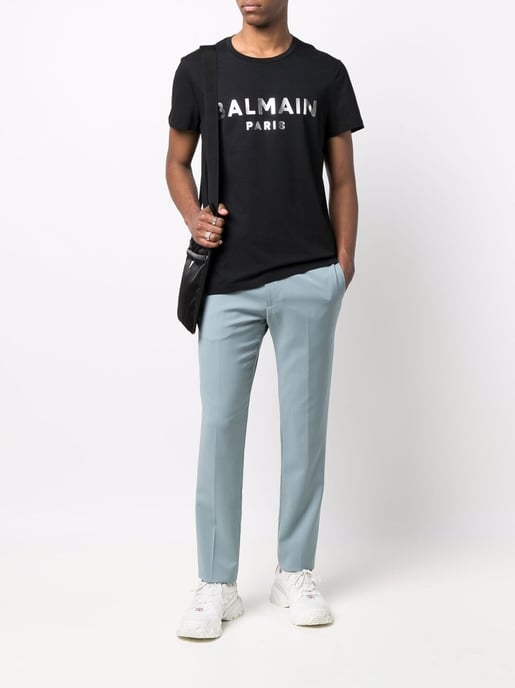 Balmain Silver T-Shirt mit Logo-Print in Schwarz - Image 3