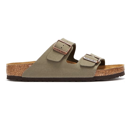 Herren Womens Birkenstock Arizona Birko Flor Nubuck Stein Sandalen - (Grau) - Image 5