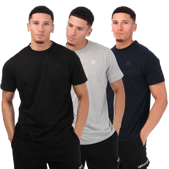 Men's DKNY 3 Pack Embroidered Logo T-Shirt in Black silver