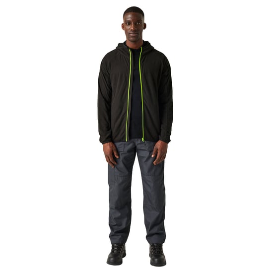 Regatta Mens Navigate Full Zip Fleece Jacket (Black/Lime Green)