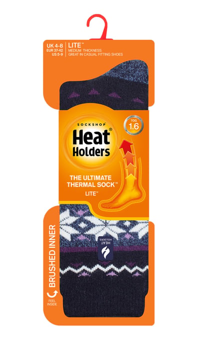 Heat Holders Lite - Womens isoliert thermische Socken | Mehrere Designs einschließlich Argyle Streifen Herzen Sterne | Warme Socken für den Winter - Denim (Lima) - Image 2