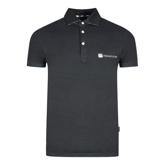 Aquascutum Aldis Crest Block Logo Schwarzes Poloshirt - Image 1