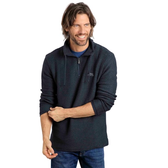 Weird Fish - "Cruiser" Pullover mit kurzem Reißverschluss für Herren (Marineblau) - Image 3