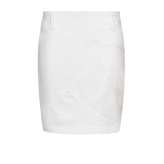 White Gabardine Skirt with Decorative Stitching
