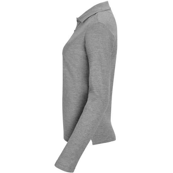 SOLS Damen/Damen Podium Langarm-Pique-Poloshirt aus Baumwolle (grau meliert) - Image 3