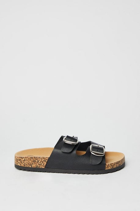 Frida Double Buckle Detail Footbed Sandals