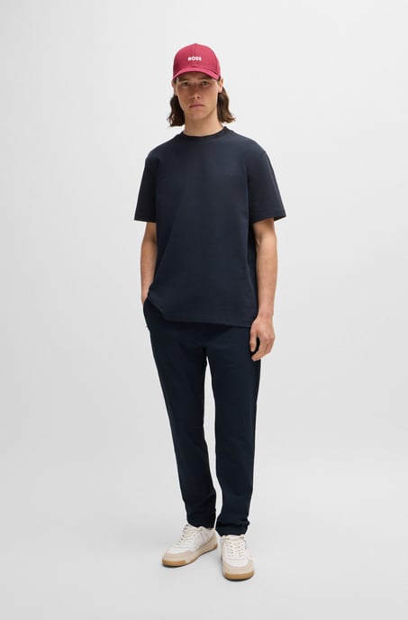 Men's Boss Tapered-Fit Chinos in Dark Blue - Image 3