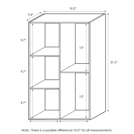 Furinno 5-Cube Open Shelf, White Furniture Living Room Bedroom Cabinet