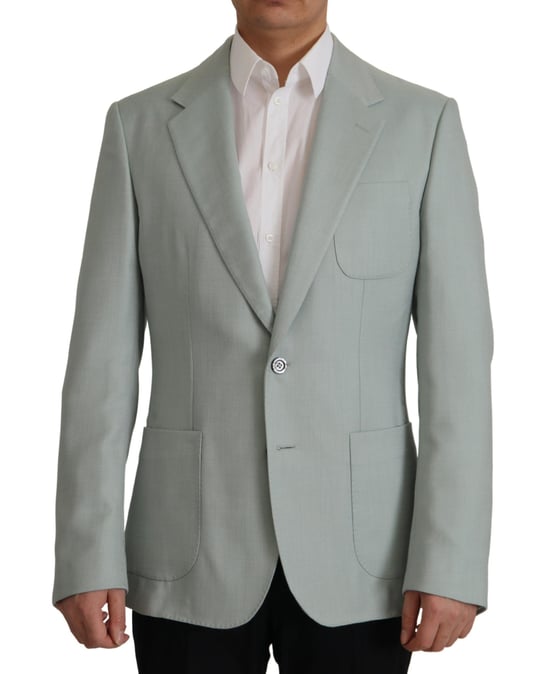 Dolce & Gabbana Light Green Cashmere-Seiden-Herrenblazer - Image 1