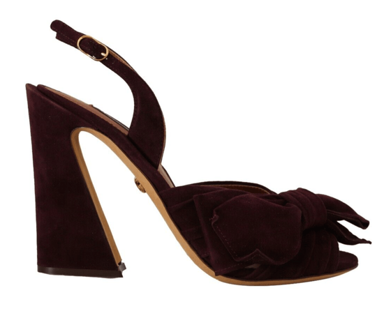 Dolce & Gabbana Damen Dunkelviolette Wildleder Sandalen mit Knöchelriemen - Image 1