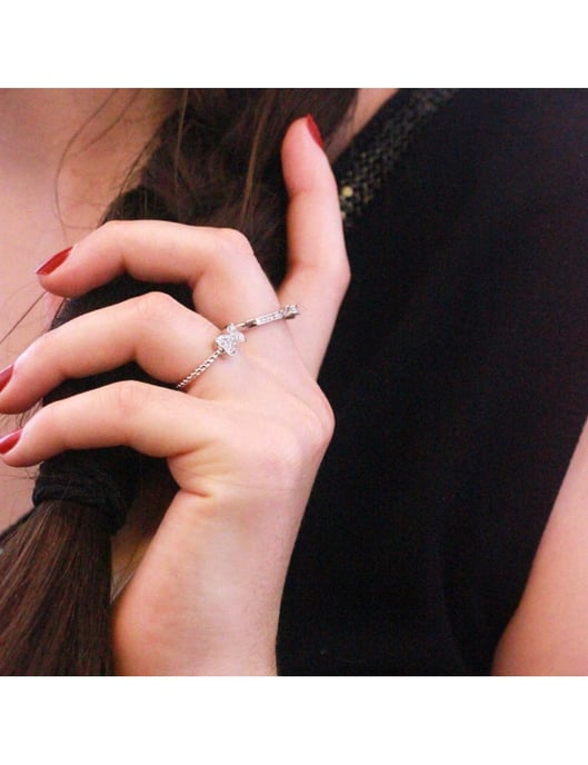 Ring mit gedrehter Schleife - Silber und Kristall - Image 2