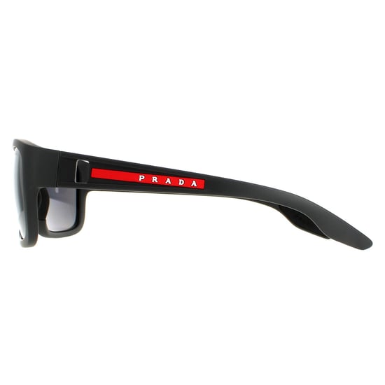 Prada Sport Rectangle Mens Grey Rubber Dark Grey Silver Mirror Polarized PS01WS