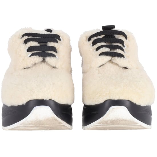 Celine Lieferung Lammfell Plattform Sneakers in cremiger Wolle - Image 2
