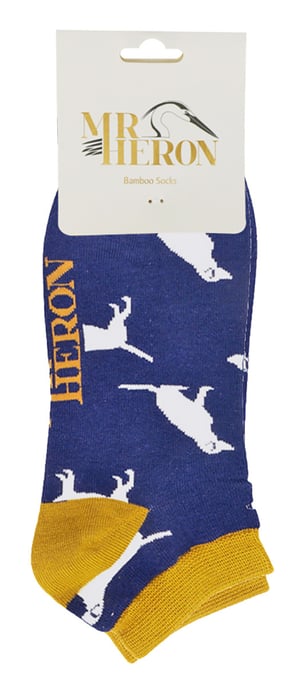 Herren Bambus-Trainersocken | Herr Heron | Tier Thema atmungsaktiv Low Cut Sneaker Socken - Labrador (Navy) - Image 2