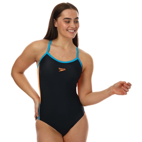 Women's Speedo Dive Thinstrap Muscleback Swimsuit in Blue Orange