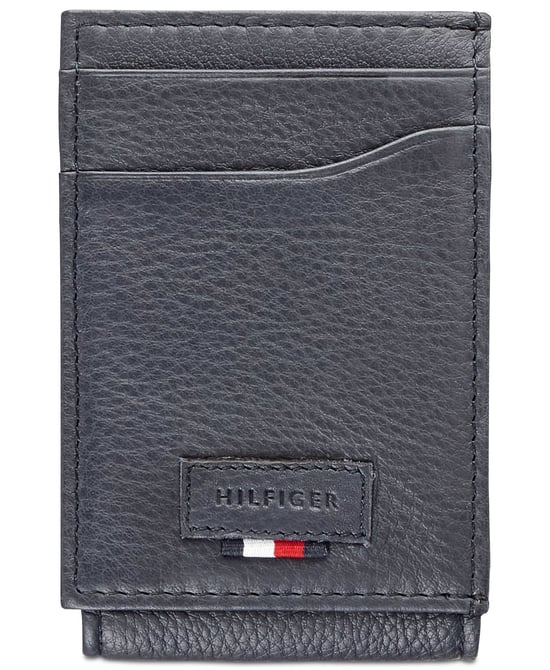 Tommy Hilfiger Men's Wallet Navy Blue Bifold Gus Leather Pocket