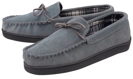DUNLOP - Herren Hausschuhe aus echtem Wildleder mit Fleece gefüttert (12, Grau) - Image 1
