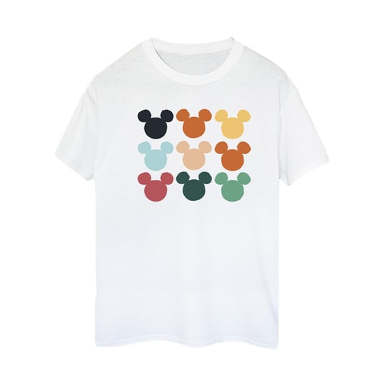 Disney Womens/Ladies Mickey Mouse Heads Square Cotton Boyfriend T-Shirt (White)
