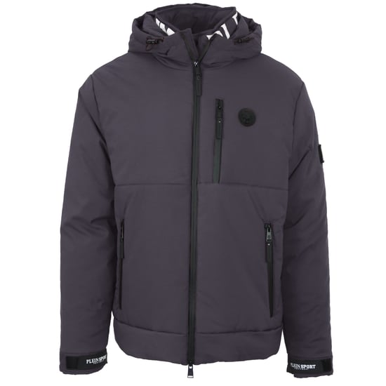Plein Sport gepolsterte Jacke mit großem Markenlogo in Grau - Image 1