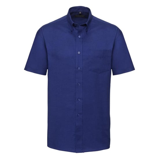 Russell Collection Mens Short Sleeve Easy Care Oxford Shirt (Bright Royal)