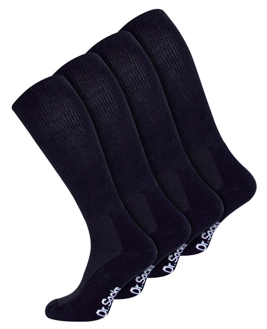 Mens Knee High Diabetiker Socken | Dr.Socks | Extra Wide Loose Long Bamboo Socken für geschwollene Beine - Schwarz - Image 1