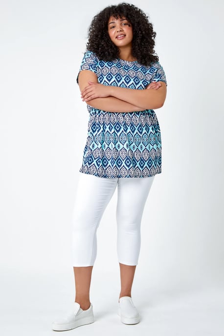 Curve Aztec Print Stretch Top