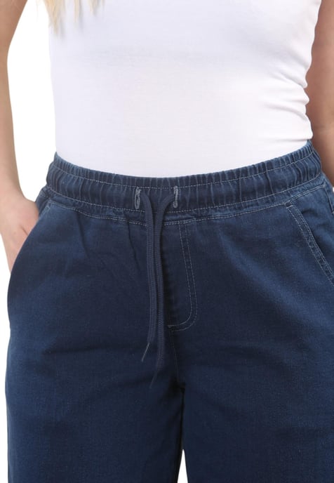 MYT Womens Elasticated High Waist Wide Leg Jeans in Blau - Image 4