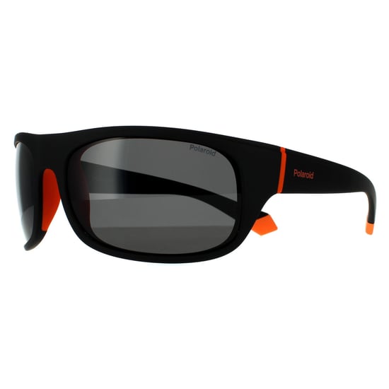 Polaroid Wrap Mens Schwarz Orange Grau Polarisierte Sonnenbrille - Image 2