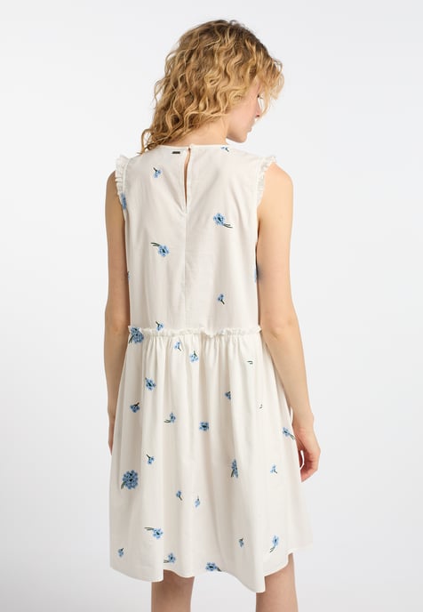 Dreimaster Midikleid Damen Wollweiss Blau - Image 4