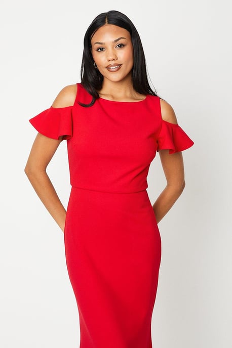 Cold Shoulder Stretch Crepe Fishtail Gown - Image 2