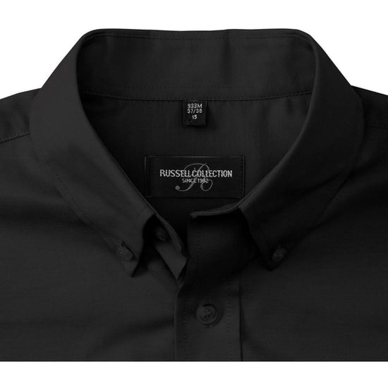 Russell Collection Oxford Herren Hemd, Kurzarm, pflegeleicht (Schwarz) - Image 4