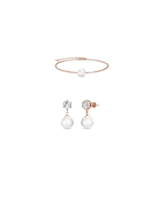 Pauline Kristall Perlen Set - Rose Gold und Kristall - Image 1