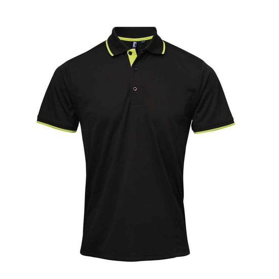 Premier - "Coolchecker" Poloshirt für Herren (Schwarz/Limone) - Image 1