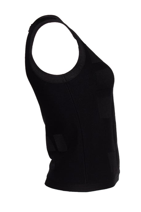 schwarzes gewebtes Top mit strukturiertem Druck - Image 4