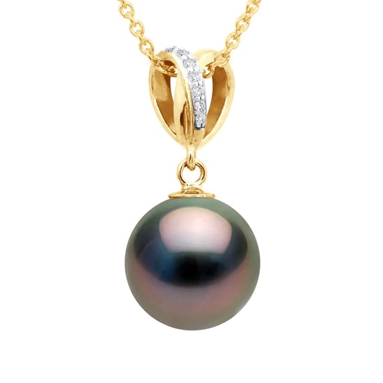 Anhänger Double Knot Gelbgold - echte Tahiti-Zuchtperle rund 10-11 mm - Image 1