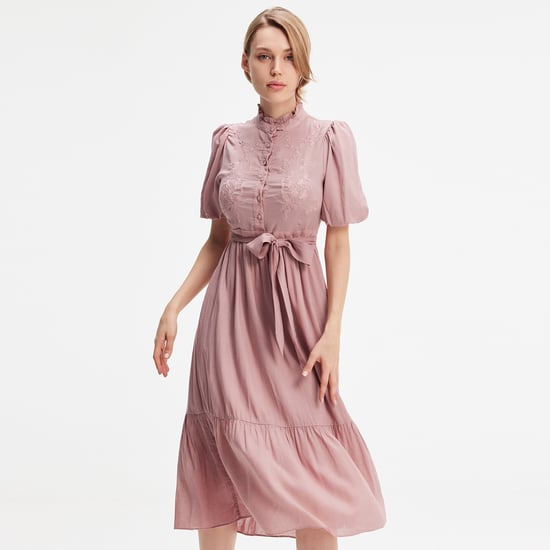 Tea dress with tiered ruffles
