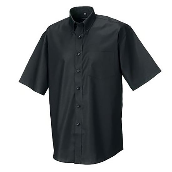 Russell Collection Oxford Herren Hemd, Kurzarm, pflegeleicht (Schwarz) - Image 3