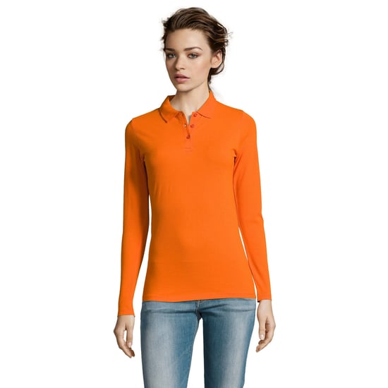 SOLS Womens/Ladies Perfect Langarm-Pique-Poloshirt (Orange) - Image 5