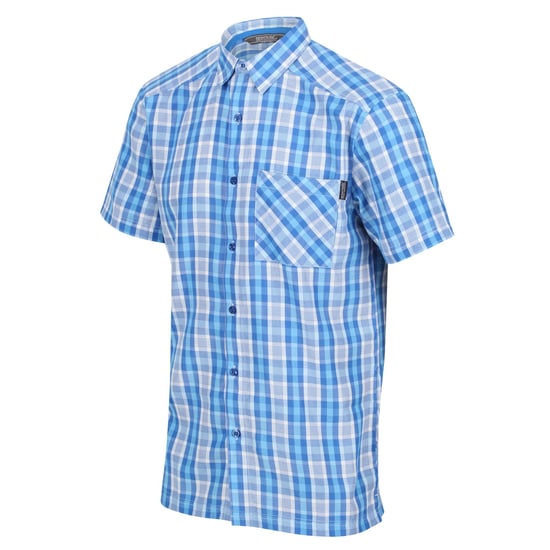 Regatta Mens Mindano VI Checked Short-Sleeved Shirt (Imperial Blue)