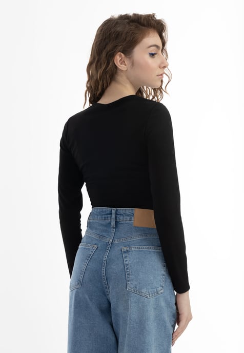 Mymo Langarmshirt Damen schwarz - Image 4